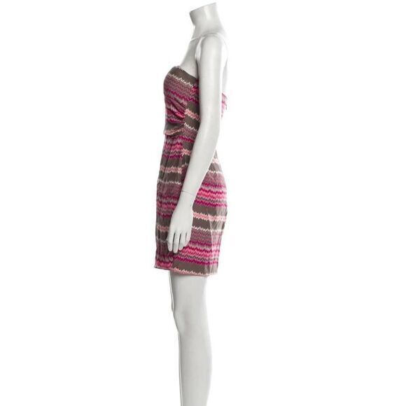 NEW Parker Sweetheart 100% Silk Mini Strapless Dress, Pink print, M - Picture 14 of 14